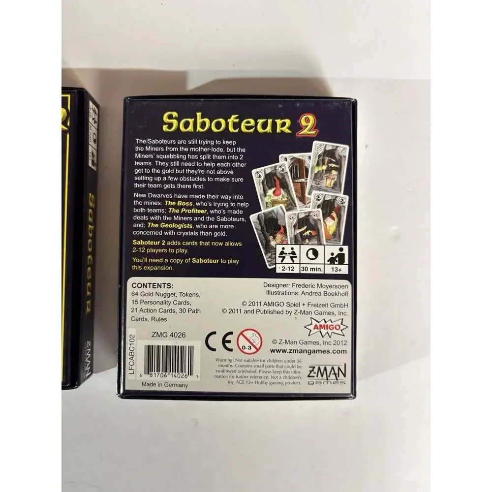 Lot Of Two Games - Saboteur And Saboteur 2 Complete Card Game Sets VG Condition - Picture 10 of 16